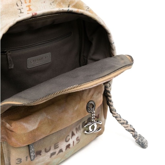 Chanel Graffiti Canvas Backpack “31 Rue Cambon” – Rare Runway, Multicolor Cord - Picture 10 of 12